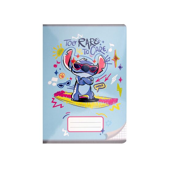 STITCH rūtiņu burtnīca A5, 16 lapas, ar stingriem kartona vākiem, gaiši zila